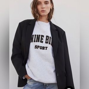 Anine Bing TYLER SWEATSHIRT Heather Grey NWT Medium Oversized